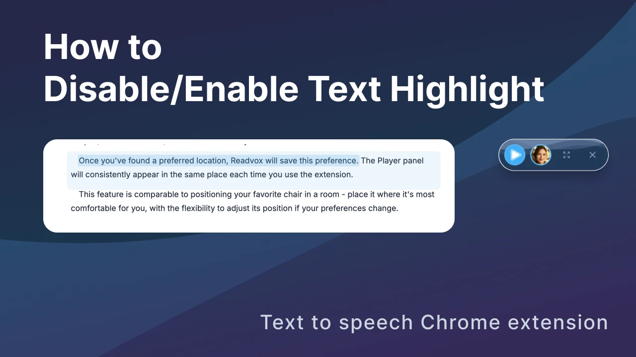 How to Disable/Enable Text Highlight in Readvox